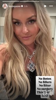 Screenshot of Vonn's Instagram story.